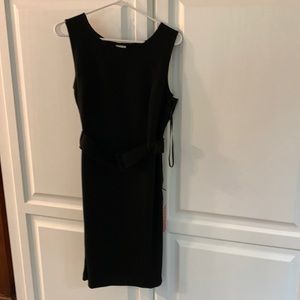 Size 10 black sleeveless dress with included belt. Zipper is on the side.